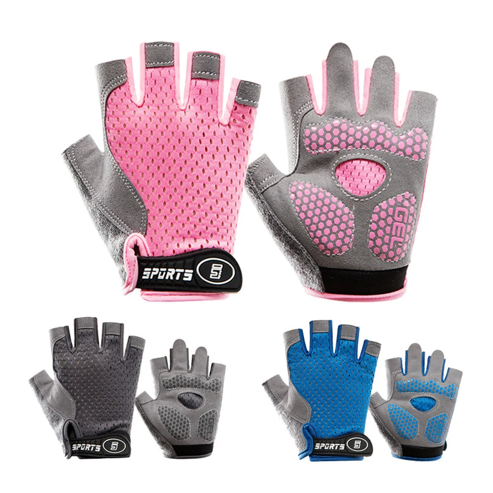 Kids Half-Finger Cycling & Sports Gloves – Anti-Slip, Adjustable, Breathable (Boys & Girls)