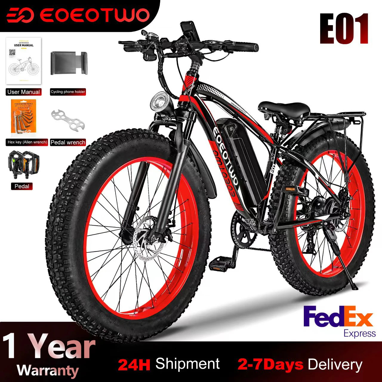 Trailhead E01 Fat-Tire E-Bike – 1000 W 48 V Power Cruiser