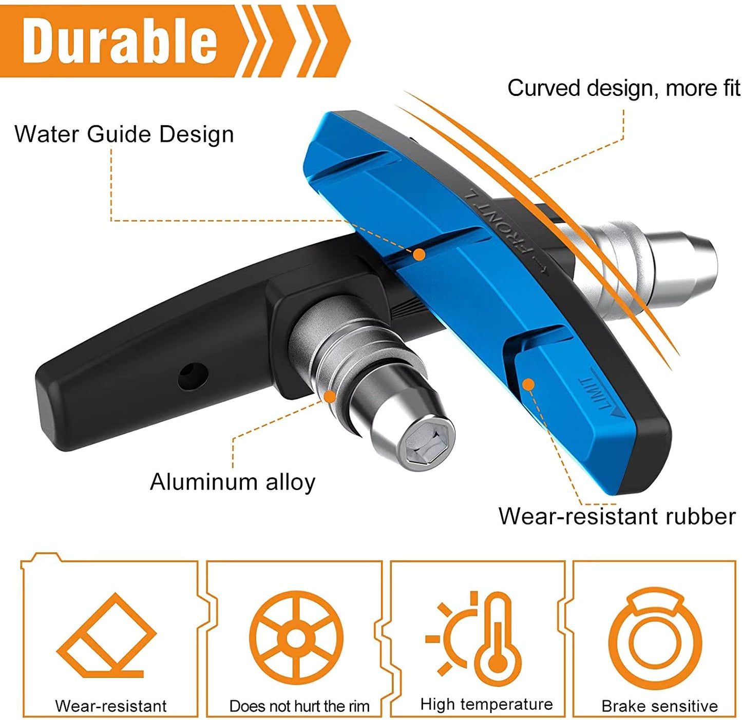 Universal V-Brake Pads — 70mm Rubber Bicycle Brake Blocks (Pair)