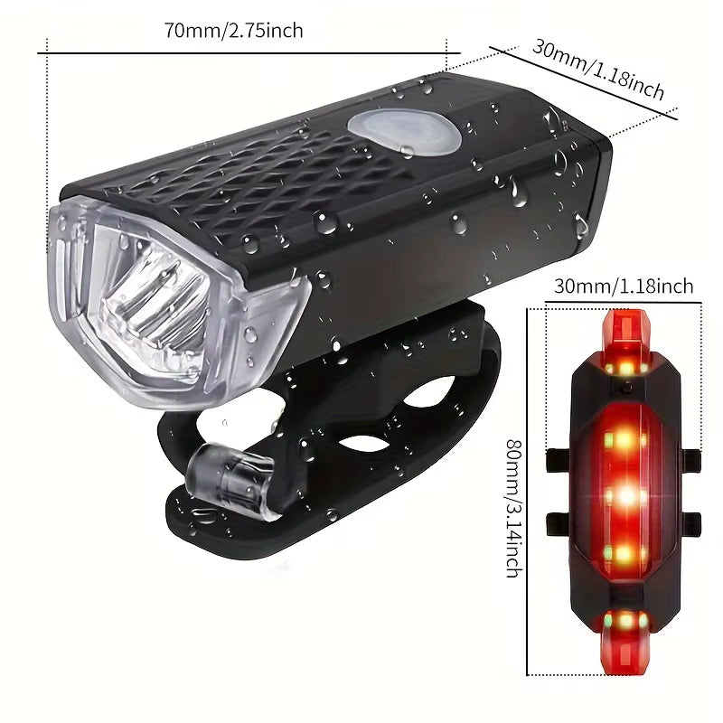 Bicycle Light Set — Front & Rear LED Bike Lights | IPX5 Waterproof, Battery Powered