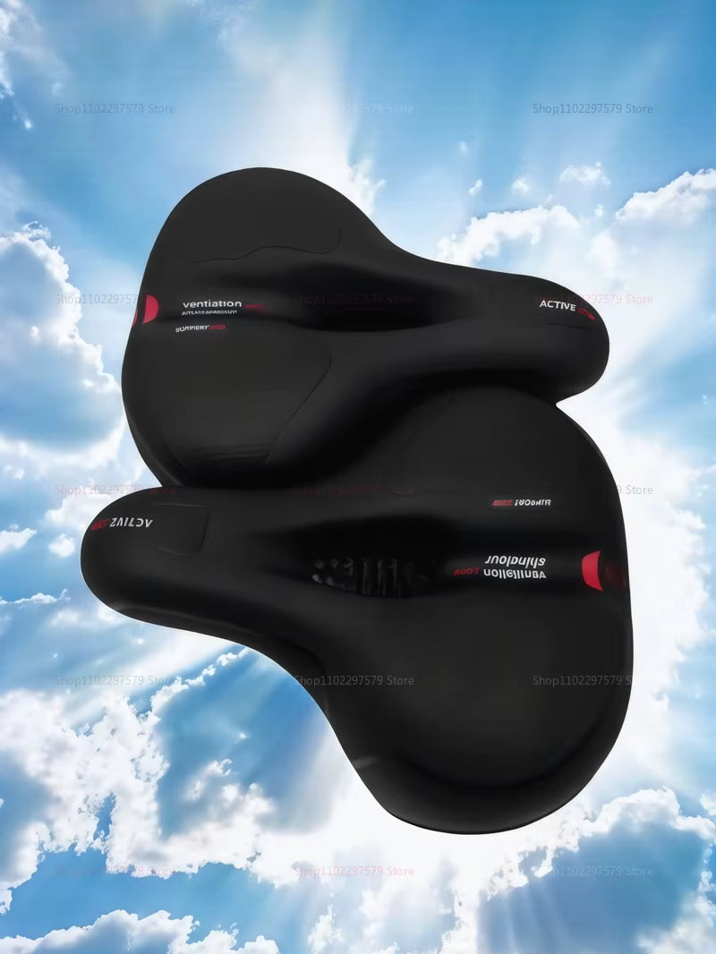 Ergonomic Ventilated Bike Saddle — Shock-Absorbing Comfort Seat for Mountain & Road Bikes