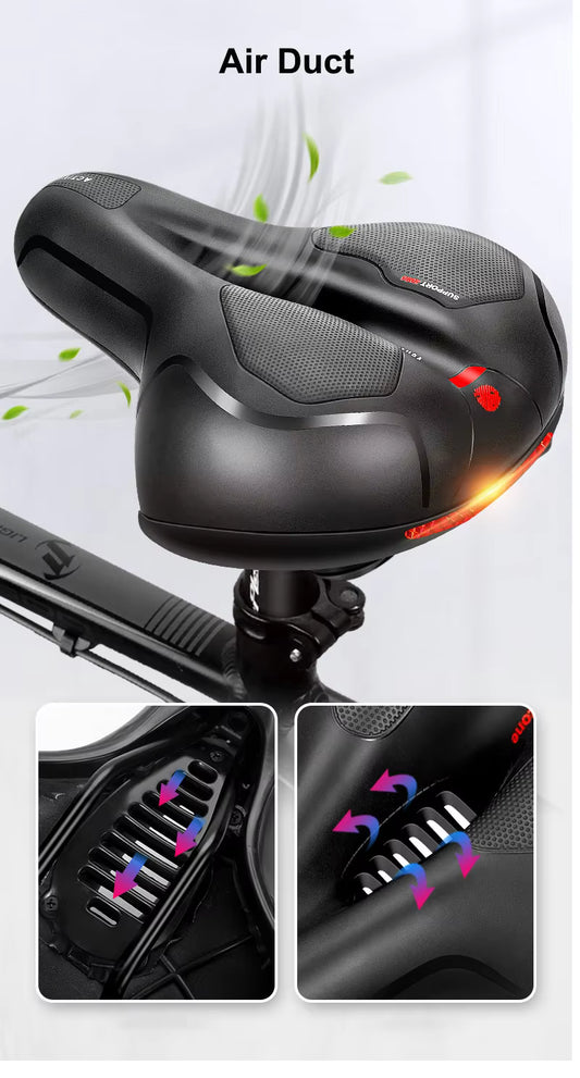Ergonomic Ventilated Bike Saddle — Shock-Absorbing Comfort Seat for Mountain & Road Bikes