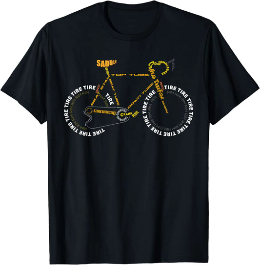 Bicycle Anatomy T-Shirt — Cycling Is Life Tee for Riders | Bike Parts Graphic Cycling Shirt